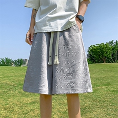 提花休闲运动短裤男生宽松潮流百搭夏学生五分裤XZ514-2-1532-P38，男装牛仔裤，星座514-2(原B239)