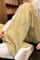 8XL-M特大码冰丝褶皱肌理感裤子男韩版潮流百搭拖地裤K951P48，男装休闲裤，电商D206-1