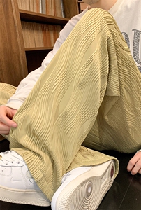 8XL-M 特大码冰丝褶皱肌理感裤子男韩版潮流百搭拖地裤K951P48图片