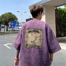 电商DSA028-DTLP2408特P19量大优供视频重磅麂皮绒短袖t恤男，男装T恤，电商A028