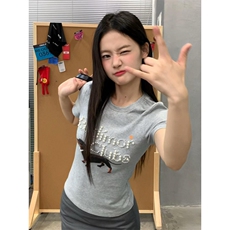 H0895-P35原版钉珠+裁片+包边拉肩修身短袖T恤，女装T恤，星座617A-2