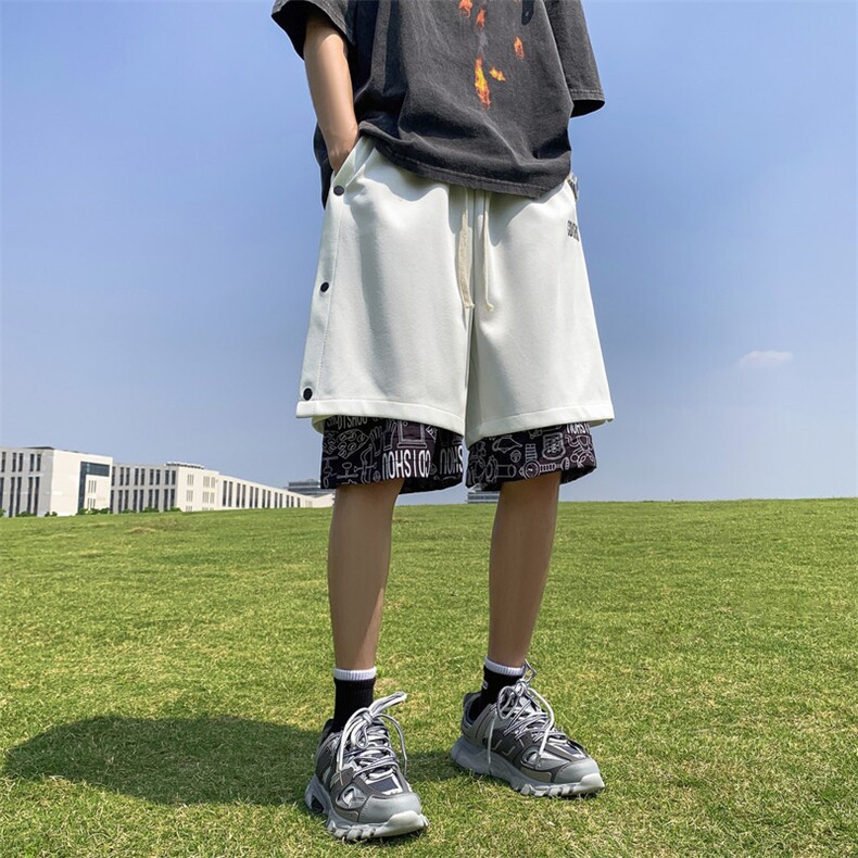 250g重磅刺绣排扣假两件短裤大码休闲五分裤FSDK05P38严控58,男装牛仔裤,电商B219B