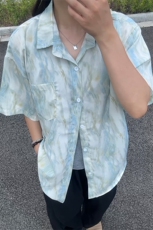 2025夏季新款港风夏威夷冰丝沙滩衬衫印花短袖CS309-P30，男装T恤，星座301C-5