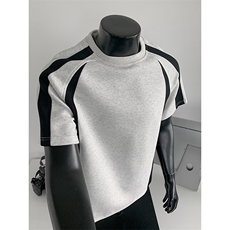 2026夏季新款华棉270g拼接撞色大码短袖DT6262特P25建议零售价58，男装T恤，电商A001-1