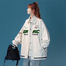 中性风秋季宽松休闲棒球服纯色机车服情侣外套女G6723P65控78，男装工装外套，电商A268