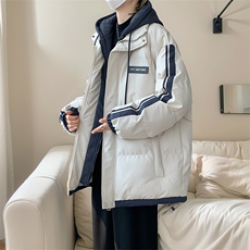 棉服男冬季新款港风宽松假两件连帽棉衣MF8587-特P78，男装棉衣，星座214-3