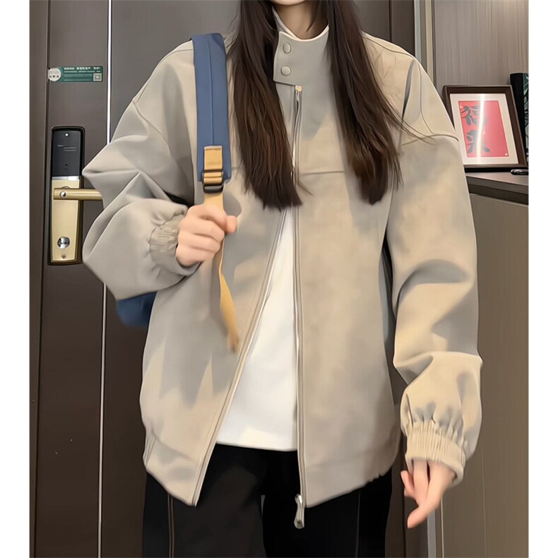 PY5027/特P60秋装立领皮衣夹克男女复古立领扎染宽松情侣外套,女装皮衣,电商A141
