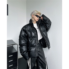 F633P115短款PU皮立领棉服男冬季潮牌加厚保暖羽绒面，男装棉衣，星座512-6