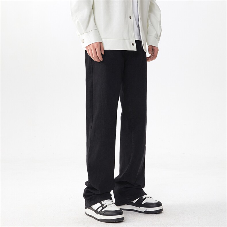日系宽松直筒基础款微喇大码水洗牛仔裤xz405-k2018-p6089,男装牛仔裤,星座405