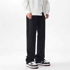 日系宽松直筒基础款微喇大码水洗牛仔裤xz405-k2018-p6089，男装牛仔裤，星座405