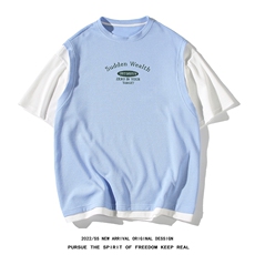 白底23夏季时尚印花短袖T恤百搭宽松潮流短裤套装TZ627P75控98，男装牛仔裤，电商A247-1