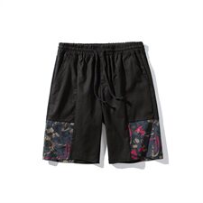 中国风夏季男士亚麻休闲短裤水洗棉麻撞色五分裤子83112-P35，男装休闲裤，电商B380（原B361）