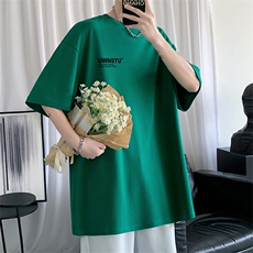 HXT1052TP25-控价38短袖T恤男ins潮流字母宽松情侣百搭上衣夏，男装T恤，电商A102-1