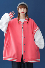 ！春季潮流中性袖子四合扣夹克情侣棒球服外套G550P75控98，男装夹克，A247A