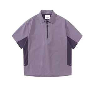 半拉链polo衫男士夏新款美式痞帅宽松轻薄拼接短袖t恤PL86 P44图片