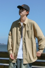 25年春季纯色衬衫长袖大码宽松落肩现货DS-C323-1-2383-特批35，男装衬衫，电商C323-1