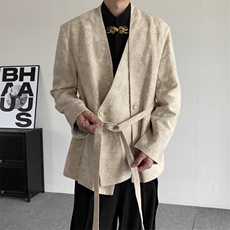 春装日系复古新中式复古新中式西装高级感提花西服外套设计感外套，男装西服，星座909
