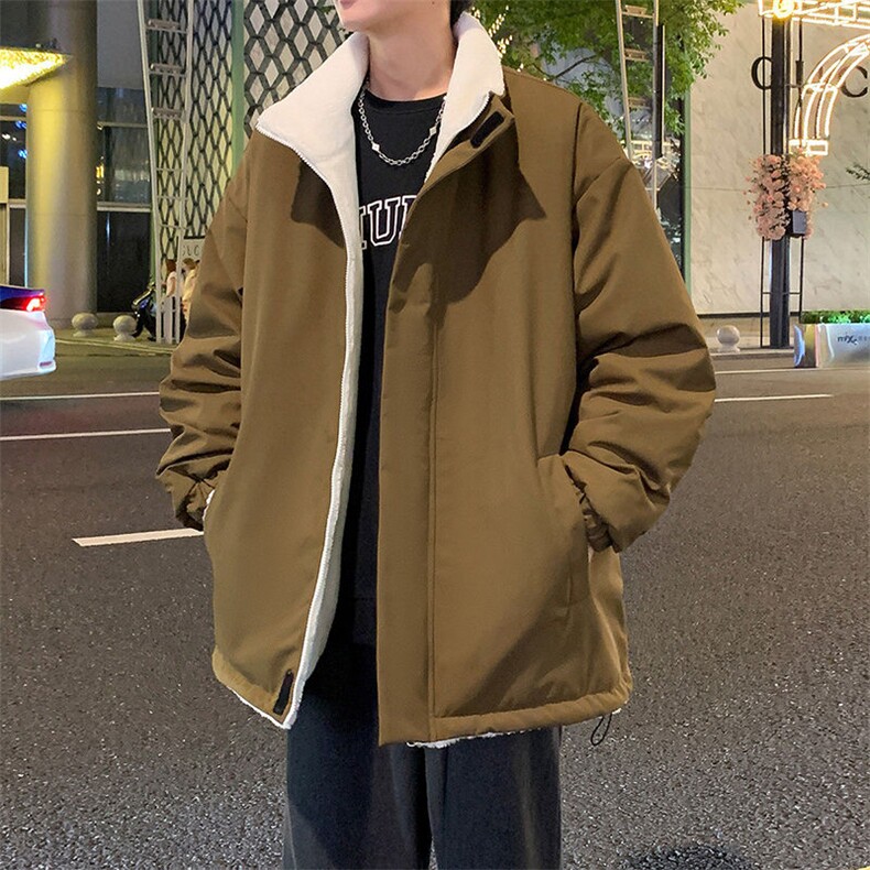双面穿中性风棉衣男二开宽松连帽加厚棉袄DSA157B-M8960-特P90图片