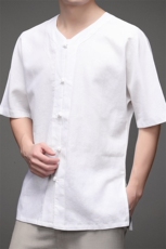 亚麻衬衫男短袖衬衣宽松男装风夏季棉麻男士纯色简约休闲上衣，男装民族服装，电商B212（原钱塘6029）