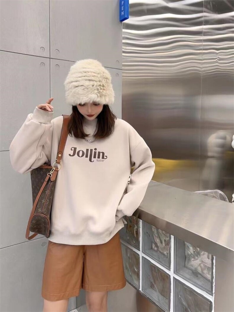 简单休闲加绒卫衣泽妤，女装卫衣/绒衫，泽妤