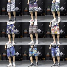 2021夏季新款日系沙滩短裤棉麻男碎花拼接民族风大码潮K5111-P25，男装休闲裤，电商A001