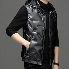 22冬季新款羽绒马甲男保暖外套80白鸭绒PU休闲连帽ZG22951-P170，男装羽绒服，钱塘6003（原4033）