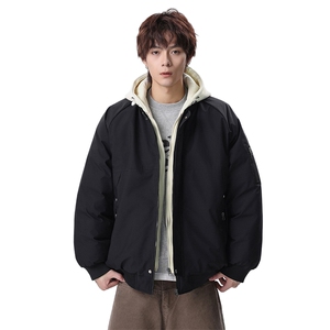 新款冬季大码羽绒棉服棉袄连帽假两件韩版宽松外套A436-2583-P95图片