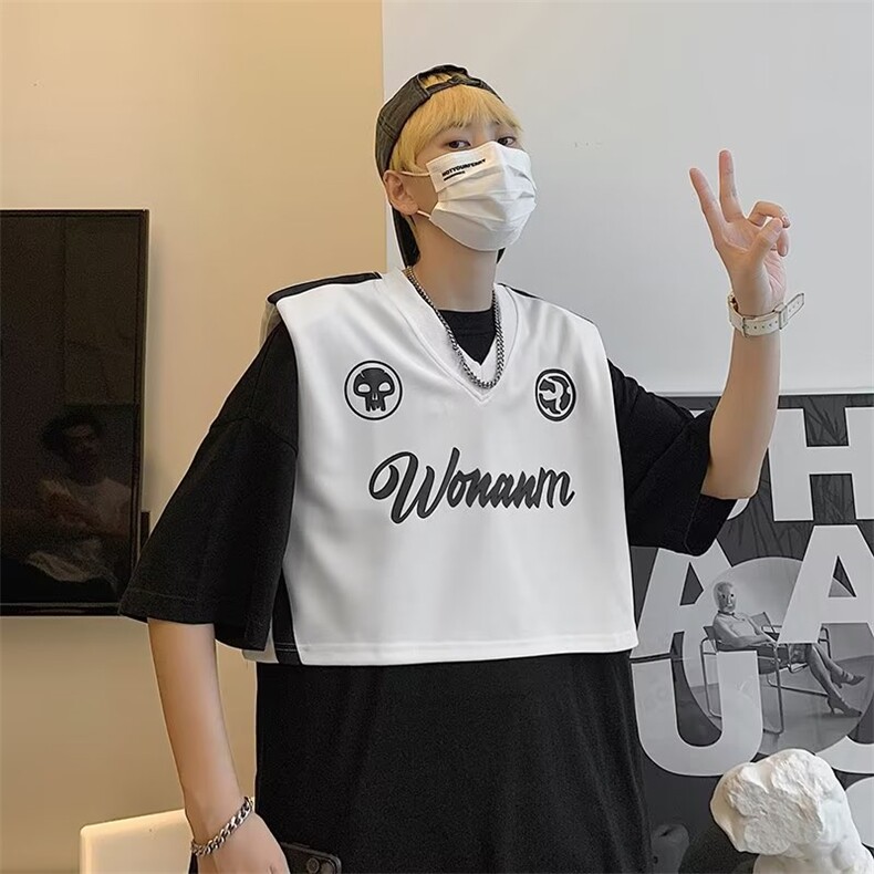 马甲男韩版潮流高街帅气字母印花2023春夏季新款ins外套W4665-P25,男装背心/马甲,星座412-2