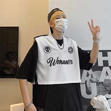 马甲男韩版潮流高街帅气字母印花2023春夏季新款ins外套W4665-P25，男装背心/马甲，星座412-2