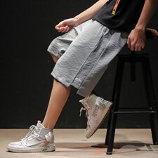2021夏季新款大码亚麻短裤日系男休闲裤宽松五分裤K361-P30，男装休闲裤，电商A001