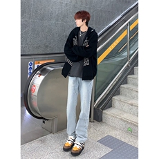 B221美式ins高街暗黑小众个性铆钉小脚牛仔裤LK23142-P65控88，男装牛仔裤，电商B221