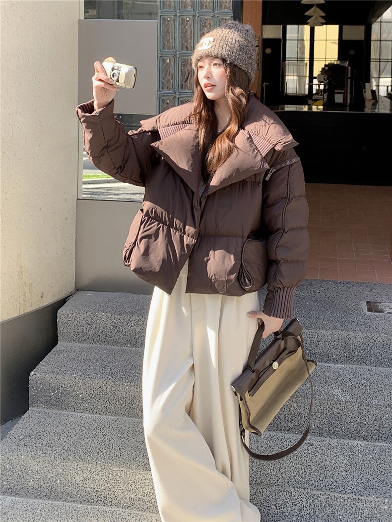 衣秀之家2319款短款大翻领加厚时尚羽绒服冬季保暖外套女,女装羽绒服,水衣源
