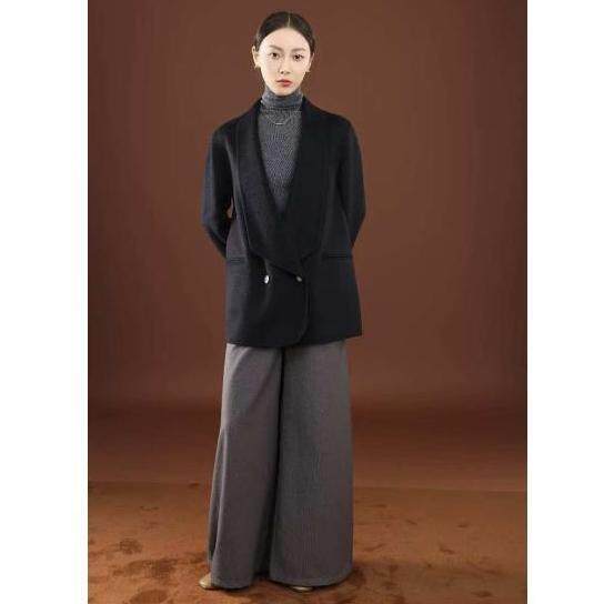 秋冬季纯山羊绒保暖经典V领金属扣高级感中款羊绒大衣，女装羊绒大衣，卓冠羊绒