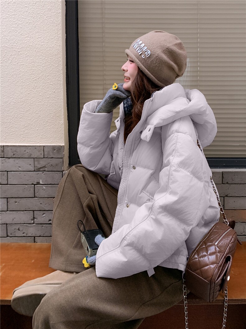 现货新款独特超好看短款羽绒服女款冬季连帽面包服小个子羽绒服,女装羽绒服,网红馆