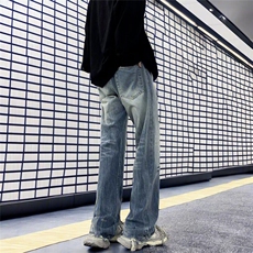 DK6040-P48新款牛仔裤学生时尚百搭款垂感宽松阔腿拖地牛仔裤男，男装牛仔裤，星座603-2