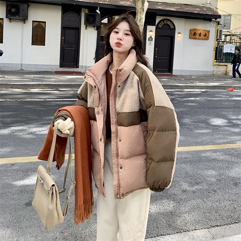 数据好 羊羔毛拼接撞色90绒羽绒服 2C198-3303-P265K398图片