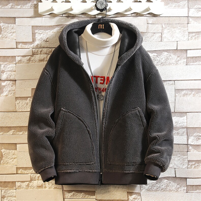 毛毯风正反两穿冬季保暖外套皮毛一体夹克羊羔毛连帽8910-p235，男装夹克，星座815-1（原A203A）