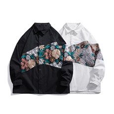 1白底平铺长袖衬衣女情侣大码刺绣风长袖衬衫男CS9743P50控78，男装衬衫，星座226-2