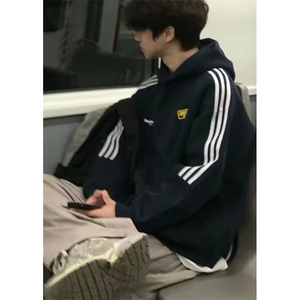 秋冬新款港风情侣连帽卫衣外套男生痞帅高街上衣服 WY39图片