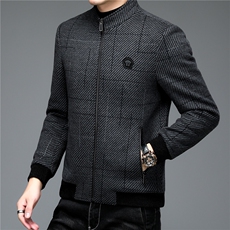 羊毛厚款外套潮流休闲羊毛夹克男爸爸装中年外套ALXB8108-P8108，男装夹克，电商B212（原钱塘6029）