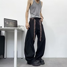 休闲裤西裤小众设计感百搭垂感阔腿裤3320P48，男装西裤，星座410-2