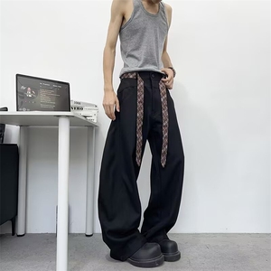 休闲裤西裤小众设计感百搭垂感阔腿裤3320 P48,男装西裤,星座410-2