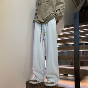 8XL-M特大码秋季新款垂感休闲裤男宽松直筒裤男裤拖地裤K940P40图片