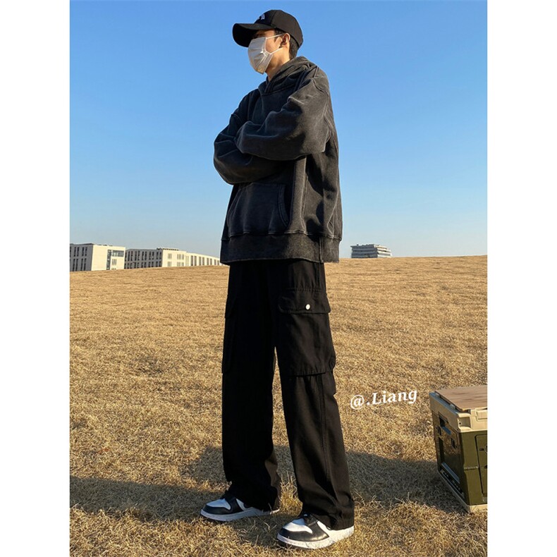 美式高街工装宽松直筒垂感阔腿裤棉715-6-BX20P65(控88）,男装休闲裤,星座715-6