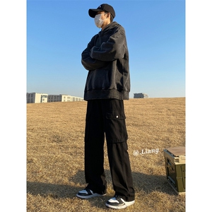 美式高街工装宽松直筒垂感阔腿裤棉715-6-BX20P65(控88）图片