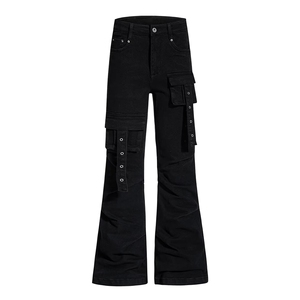 美式复古hiphop重工多口袋嘻哈街头高街喇叭牛仔裤K71526-P50网图图片