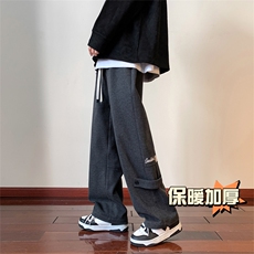 冬季新款电脑刺绣美式高街直筒裤休闲加厚保暖毛呢裤男3558-P60，男装棉衣，电商C305A