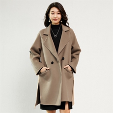 韩版小个子纯羊毛大衣宽松休闲毛呢外套秋冬新款双面呢羊绒女外套，女装毛呢外套，高哲羊绒