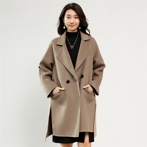韩版小个子纯羊毛大衣宽松休闲毛呢外套秋冬新款双面呢羊绒女外套图片