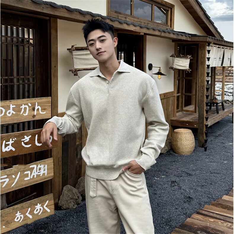 老钱风毛衣针织毛衣打底衫翻领poloH58019-P70,男装T恤,星座1012-1